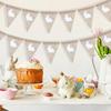 3 Meters Easter Rabbit Jute Burlap Banner Linen Flags Happy Easter Party Home Wall Hanging Decorations Vintage DIY Garland