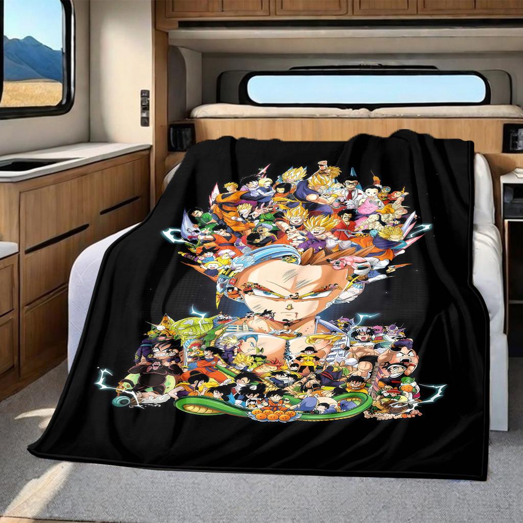 1pz Coperta in Flanella con Stampa Dragon Ball Super, Alta Qualità per Tutte le Stagioni, Decorazione per la Casa, Calore e Comfort, Perfetta per Regali di Natale