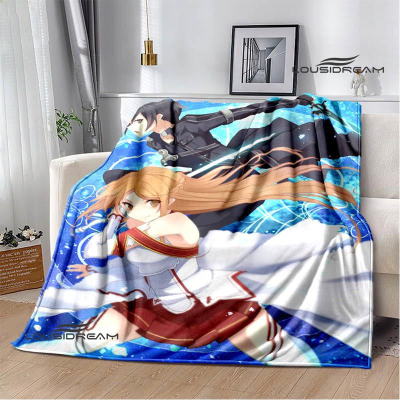 Cartoon Sword Art Online Printed Blankets Picnic Blanket Warm Flannel Blankets Home Bed Linings Blankets for Beds Birthday Gift