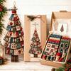 Cadeau d'artisanat de Noël pour adultes Kit d'arbre patchwork surdimensionné à faire soi-même, Ensemble d'assemblage en tissu à carreaux rétro Art des fêtes et avec des ornements suspendus Maison