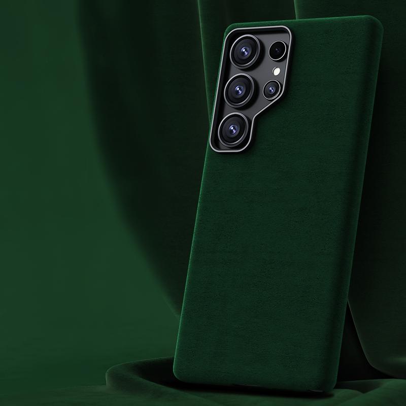 Premium Suede Leather Phone Case For Samsung Galaxy S25 Ultra S24 Plus Magnetic Wireless Charging Metal Camera Protection Cover
