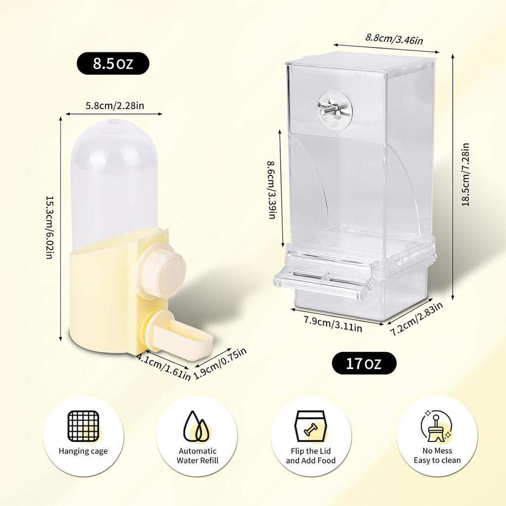 Automatic Water Dispenser for Birds Parrot Feeding Cage Transparent Parakeet Seed Container Food Feeding Cage Water Dispenser