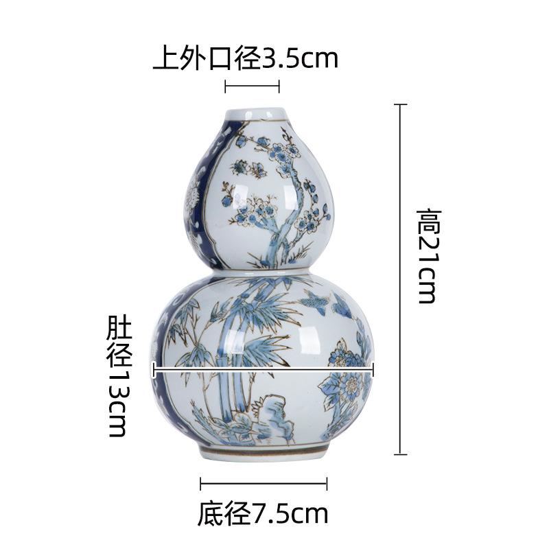 

Ceramic Vase Chinese Blue and White Porcelain Gourd Pot Flower Arrangement Accessories Flower Vase Home Decoration Accessories