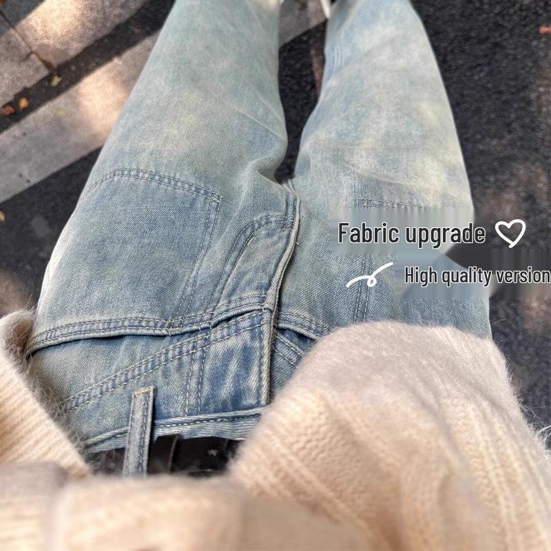 

Женские джинсы больших размеров с флисовой подкладкой и широкими штанинами - Высокая посадка, Слим-фит, Осень/Зима 3XL