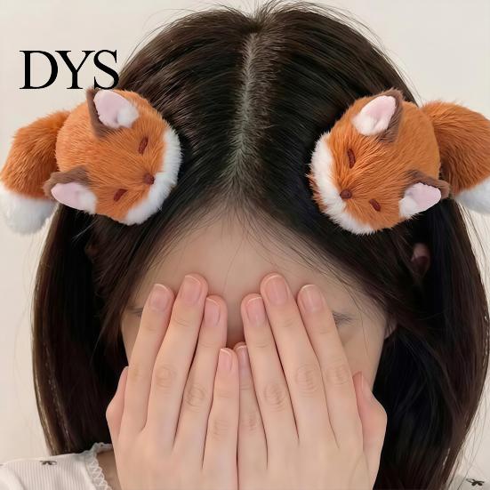 Soft Texture Hair Claws for Gift Plush Fox Clip, Cute Animal Hairpin, Furry Barrette Colorfast Clips Styling Accessory Women Girls, Decorative Hairpin