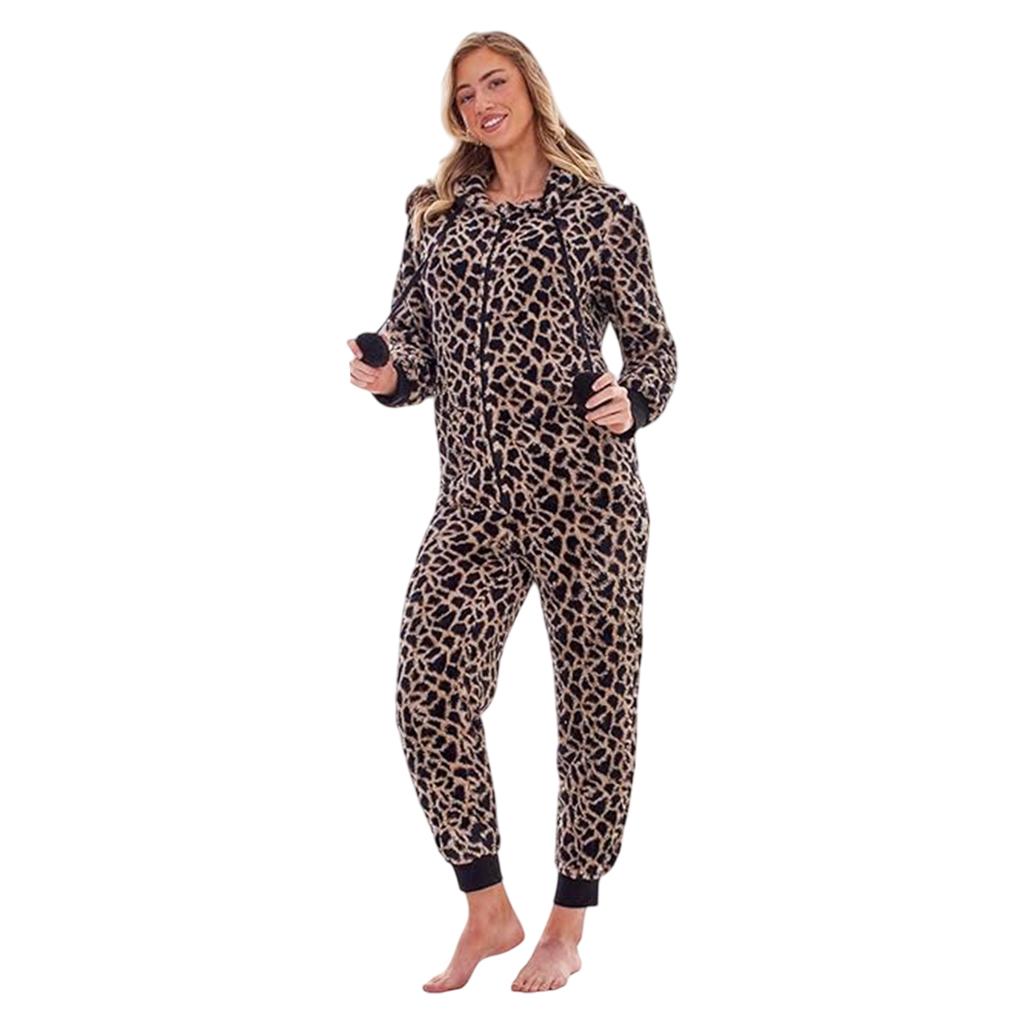 Keanu Womens/Ladies Leopard Print Fleece Jumpsuit