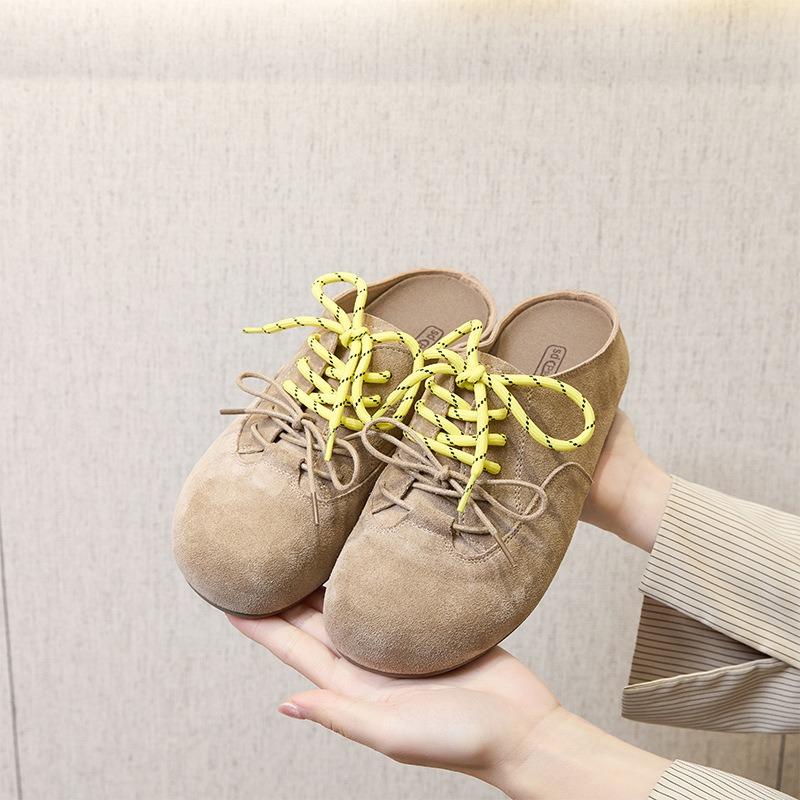 Autumn Retro Casual Shoes Women's Leather Lace-up Small Size Women's Cow Suede Color Matching Women's Shoes