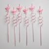 6/12Pcs Glitter Reusable Bow for Wedding Bridal Shower Decoration Kids Birthday Party Favors Supplies Milk Juice Drinking Straw