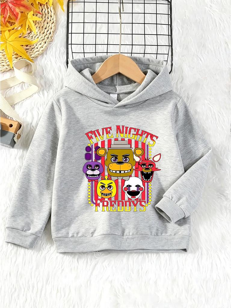 Sudadera con Capucha para Niños-Estampado Five Nights At Freddy's Fnaf-Camiseta con Capucha Casual de Manga Larga para Preescolares y Adolescentes