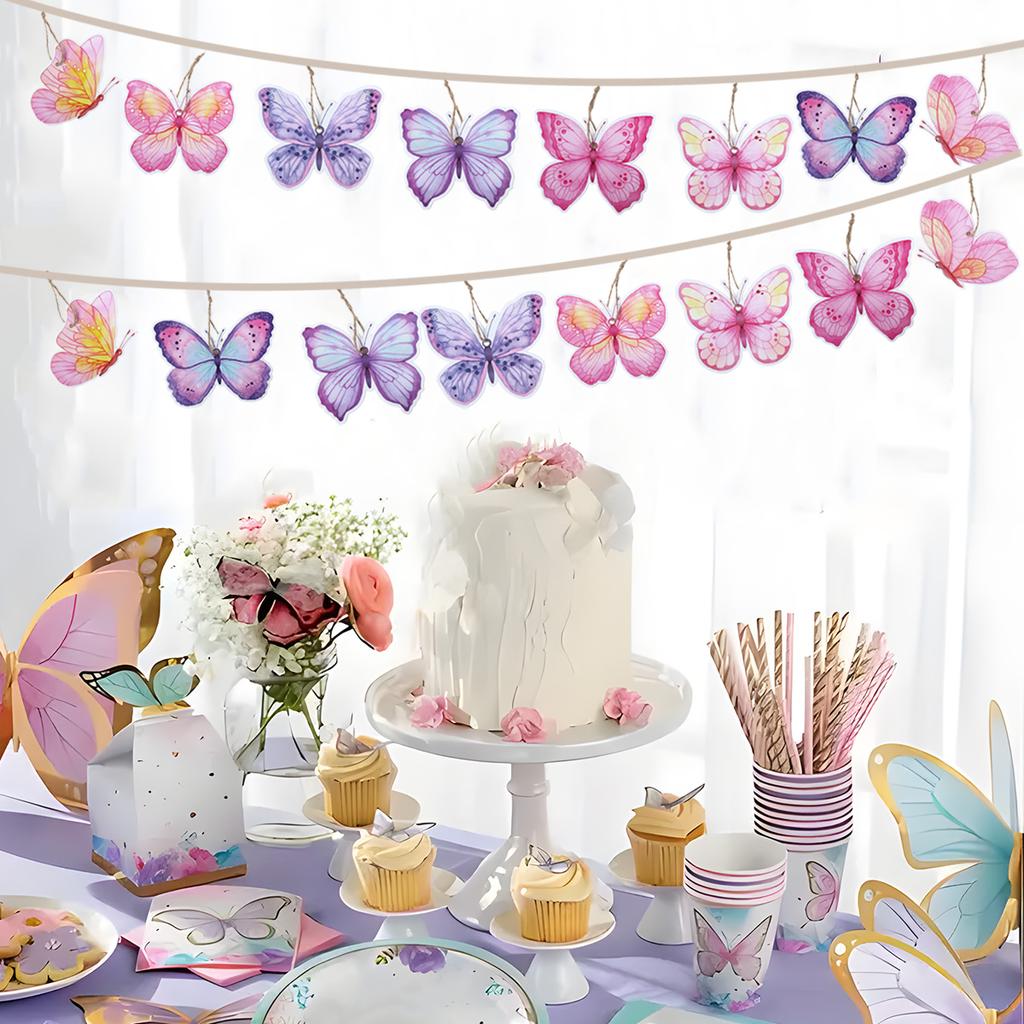 Schmetterling Papier Hängeanhänger Banner Happy Birthday Party Deko Kinder Hochzeit Geburtstagsfeier Zubehör Baby Shower Banner