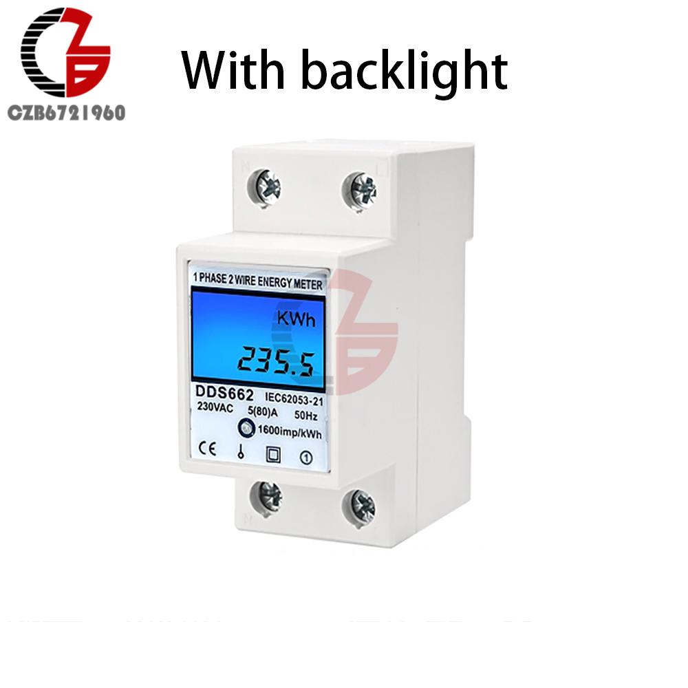Single Phase Two Wire LCD Digital Display Wattmeter Power Consumption Energy Electric Meter KWh AC 230V 50Hz Electric Din Rail