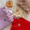 Fresh Color Cute Hook Flower Solid Color Knitted Scarf Women's Winter Warm Wool Scarf for Students