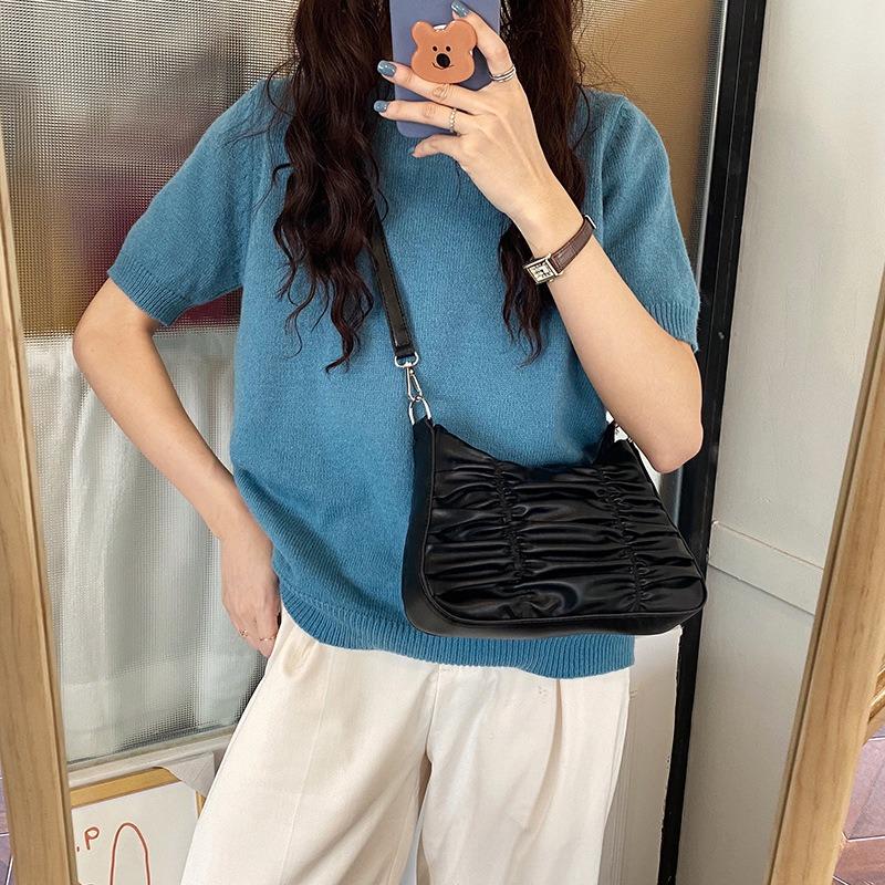 Retro pleated underarm bag women's spring and summer new versatile niche texture shoulder messenger bag