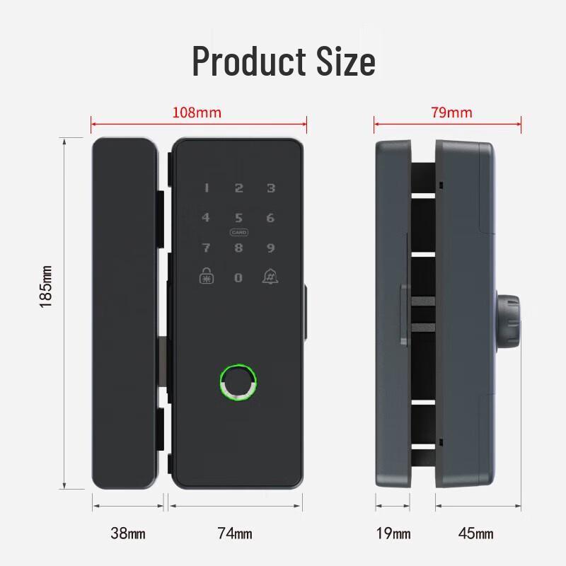Realand ZD808Y Smart Fingerprint Glass Door Lock