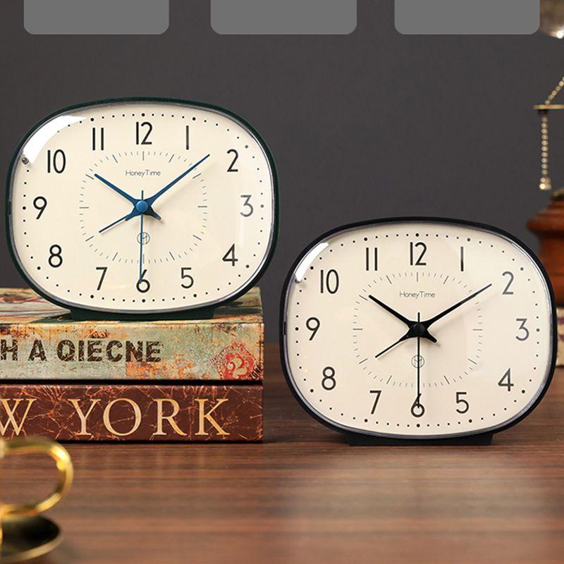Mute Small Table Clock Household Vintage Desktop Decoration Bedroom Children's Students Creative Wake-up Device Desk Alarm Clock
