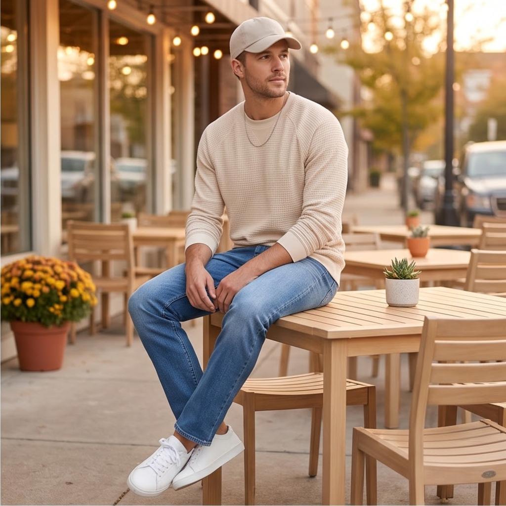 Men's Casual Long Sleeve Neck Pullover Top Color