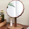 High-Definition Round Solid Wood Vanity Mirror for Bedroom Desktop