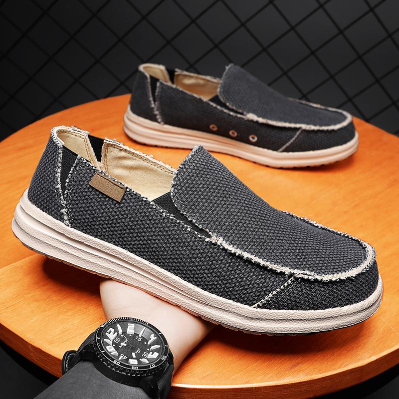 Fashion Men's shoes casual non-slip lightweight increase size breathable canvas shoes driving work flat loafers spring and summer new