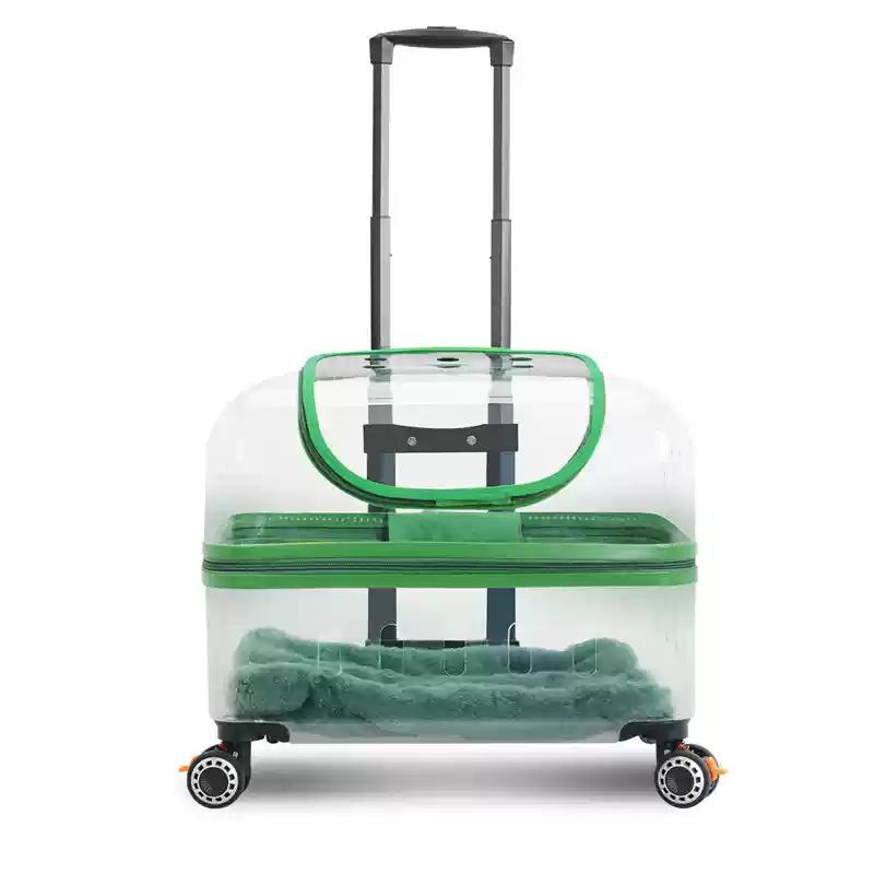 PC Material Pet Suitcase Cat Bag Portable Pet Outdoor Luggage Transparent Dog Aviation Box Small Cart Household Pet Supplies
