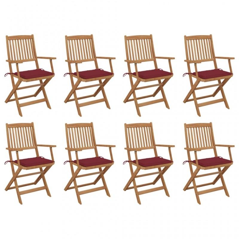 Day and Night - Day and Night Folding Garden Chairs 8 Units and Cushions Solid Acacia Wood