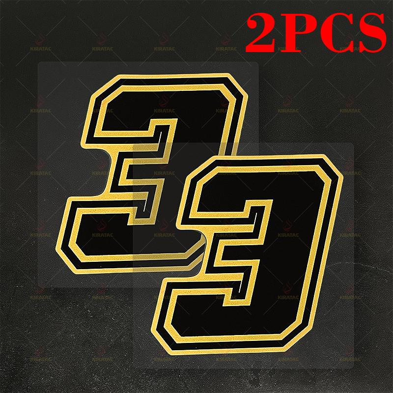 2pcs Motorcycles Gold Number 0-9 Stickers Waterproof for Motorcycle Fairing Helmet Car Windows Trunk Universal Vinyl Decals