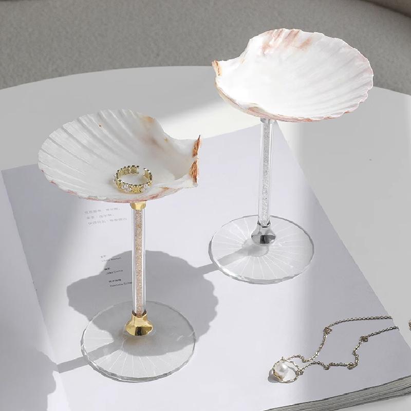 Luxury Tall Glass Natural Conch Fan Shell Glass Creative Personality Red Wine Glass Home Decoration Cocktail Mug Exquisite Gift