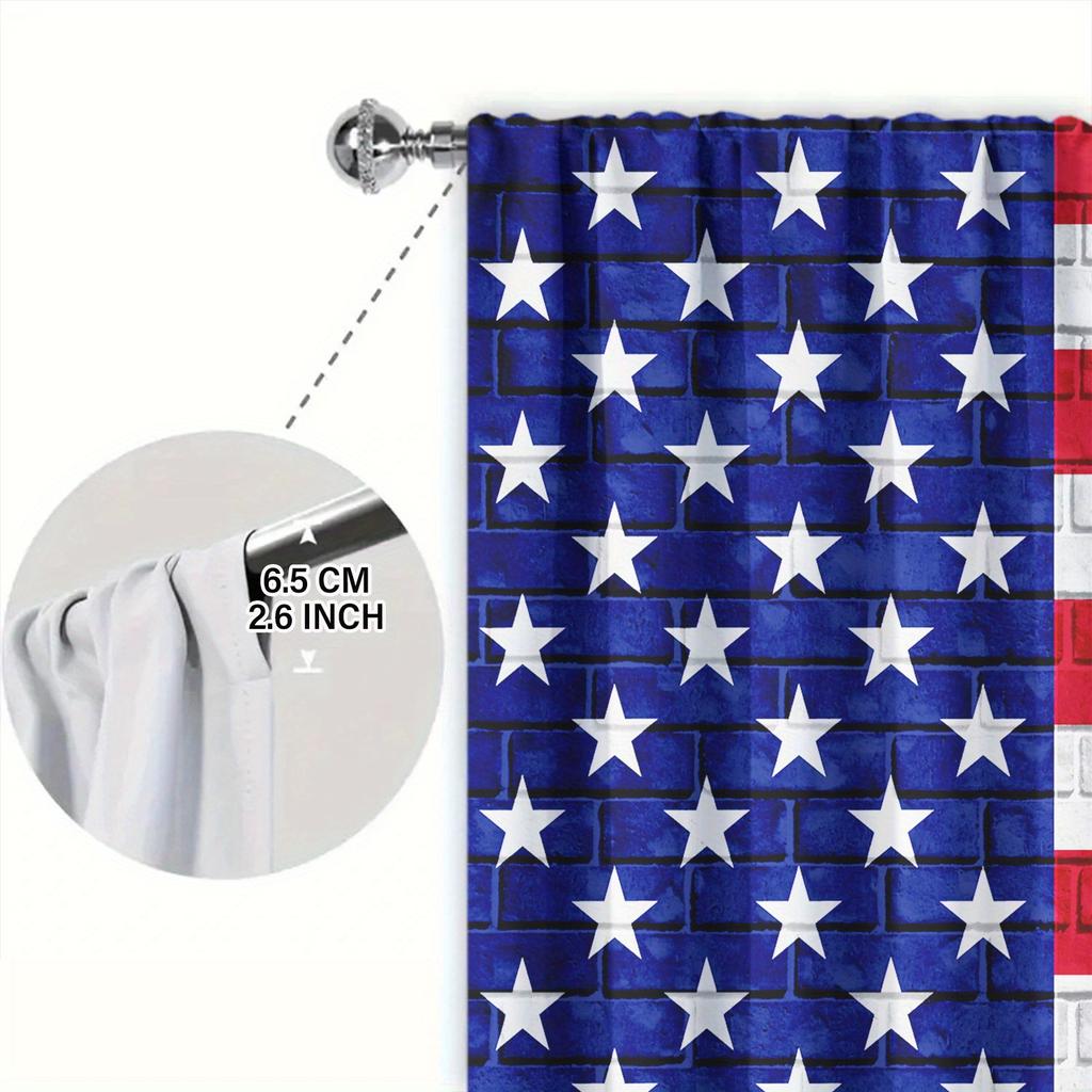 2 Stück Amerikanische Flagge Bedruckter Vorhang für Heimdekoration - Stangentasche Fensterdekoration für Schlafzimmer, Büro, Küche und Wohnzimmer