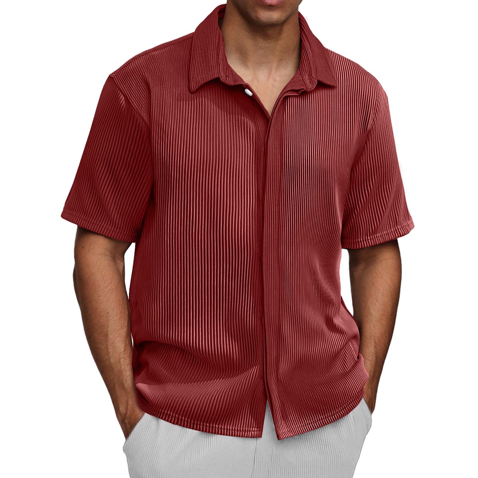 

Мужские винтажные рубашки для боулинга на пуговицах с коротким рукавом, летняя пляжная рубашка XXL винный