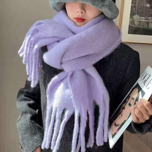 New mohair scarf autumn and winter Korean high-end versatile Maillard imitation cashmere warm