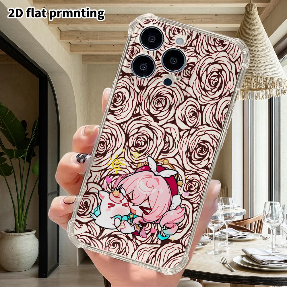 Phone Case: 2D Flat Design, Suitable for iPhone 18 17 16 15 14 13 Pro, Transparent with Corner Protection, Pink-haired Girl, Christmas and Halloween G