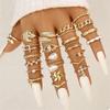 Fashion Geometric Knuckle Rings Set For Women Vintage Crystal Heart Gold Color Rings Girls Party Jewelry Accessories Gifts 2025