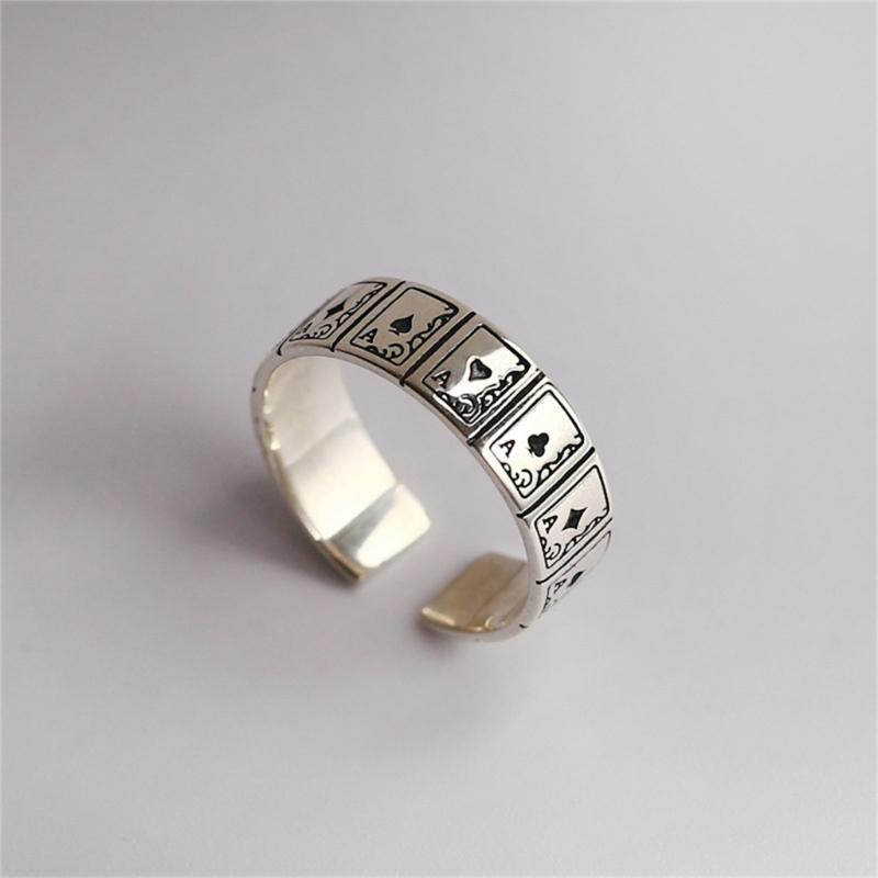 Vintage Poker Card Inspired Hip Hop Adjustable Ring Unisex Jewelry Perfect for Music Festivals and Casual Event