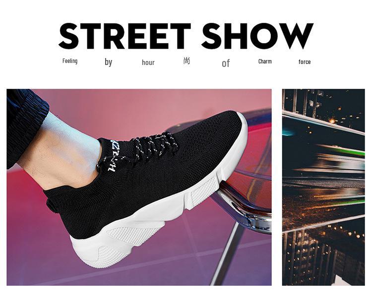 Sommerleichte Flyknit Socken-Schuhe für Paare: Atmungsaktiv, Übergröße, Dicke Sohle, Lässige Lauf-Sneaker für Herren