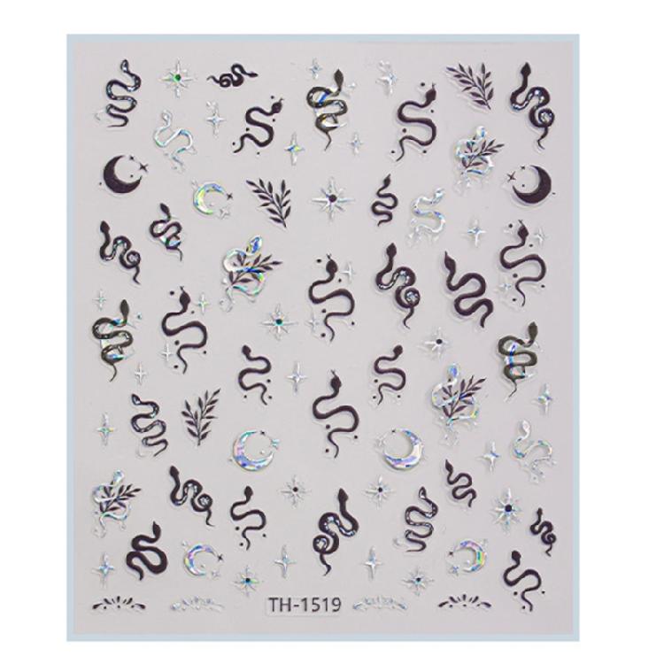 1 Sheet Fashion Nail Art Decals for Chinese New Year Manicure Decors with Cartoon Snake PatternsNail Salon Accessories
