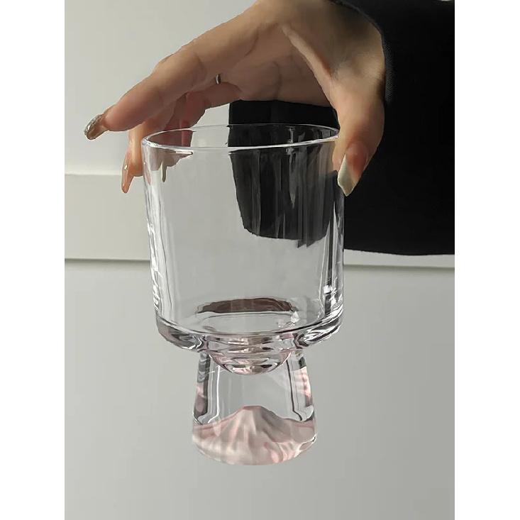 Pink Mountain Glass Cup Creative High Foot Drink Cup Coffee Cup Sweet Cone Cup Wine Cup Elegant Sensation Unique Small Batch