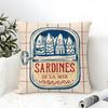 Ocean-Style Canned Sardines Pillow Case Linen Pillow Case Sofa Home Decor Cushion Cover Cushion Cove