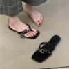 Niche Design Sense Sandals Women Wear 2025 Summer Retro Belt Buckle Toe Holiday Beach Flip-flops Women