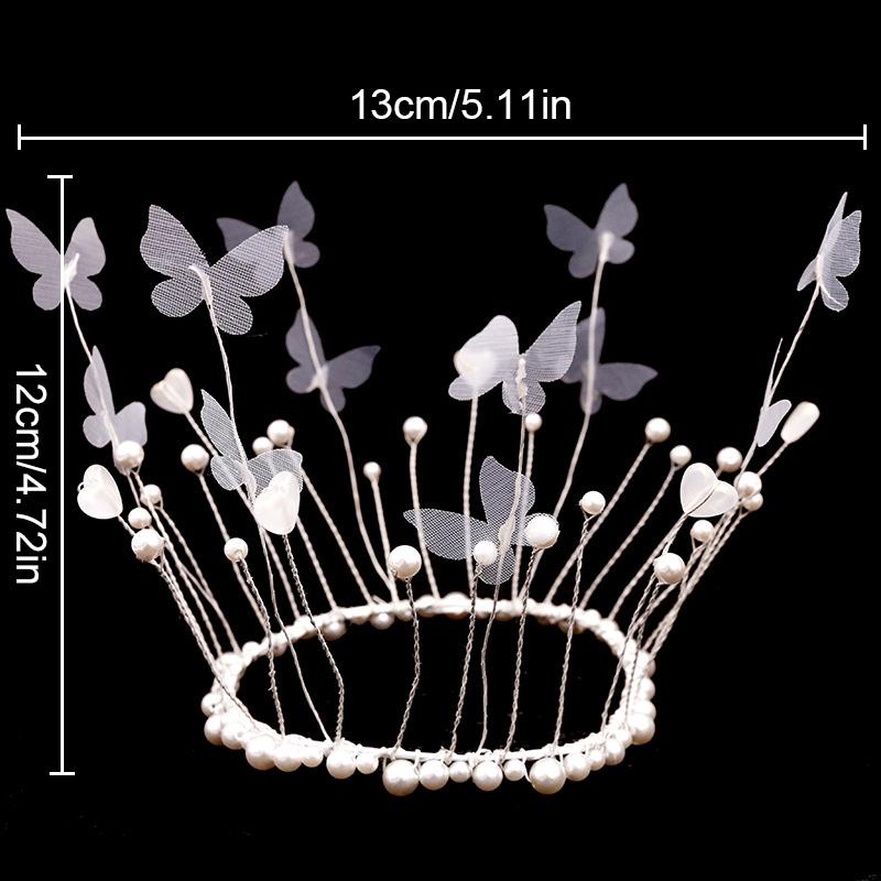 Children Girls Hollow Out Design DIY Simulated Butterfly Ornaments Alloy Crown Cake Topper Decorative 9 Styles