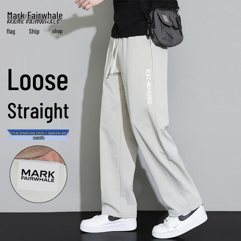MARK FAIRWHALE Men s Summer Relaxed Straight-Leg Pants L
