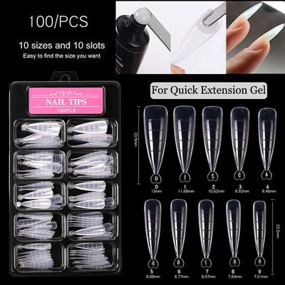 100 sztuk/pudełko Formy do paznokci Stiletto Tips Podwójne formy do paznokci Poli żel do paznokci Przedłużanie paznokci Nail Art UV Builder Łatwe narzędzie do przedłużania