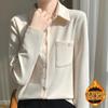Women's Autumn and Winter Thickened Long-sleeved Shirt Warm Brushed Bottoming Plus Fleece Top