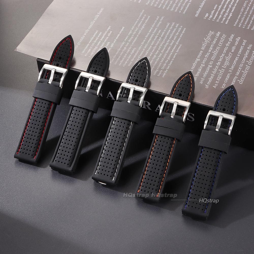 Breathable Silicone Sports Watchband 20mm 22mm 24mm for Smart Watch Rubber Wrist Strap Soft Waterproof Universal Band Accessory