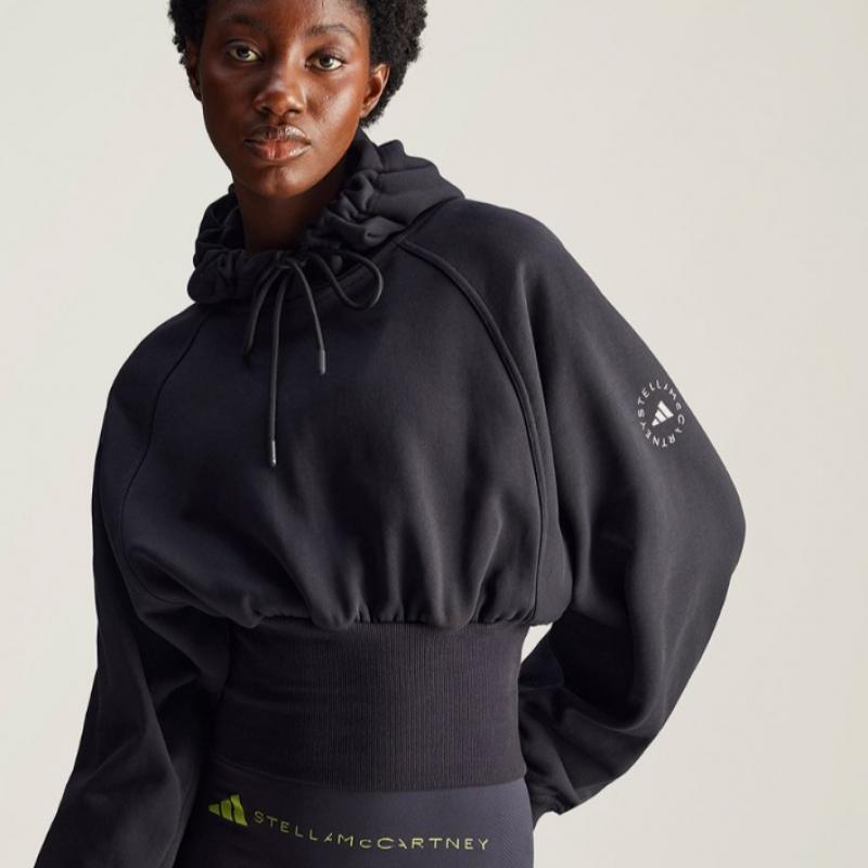 Adidas Stella Cropped Hoodie   Black Jg1543