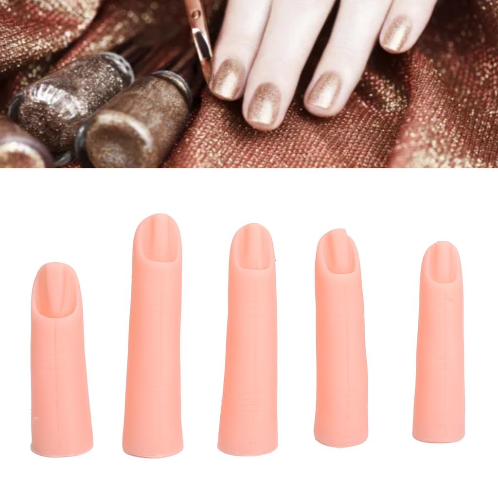 5pcs Nail Art Practice Fake Finger Professional DIY Soft Silicone Training Finger Model with Magnet