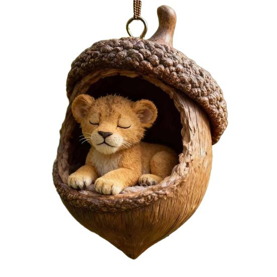 Forest Animal Acorn Hanging Ornaments Acrylic Christmas Tree Decor with Squirrel Rabbit Pony Designs 2D Flat Pendants for Holiday Gifting