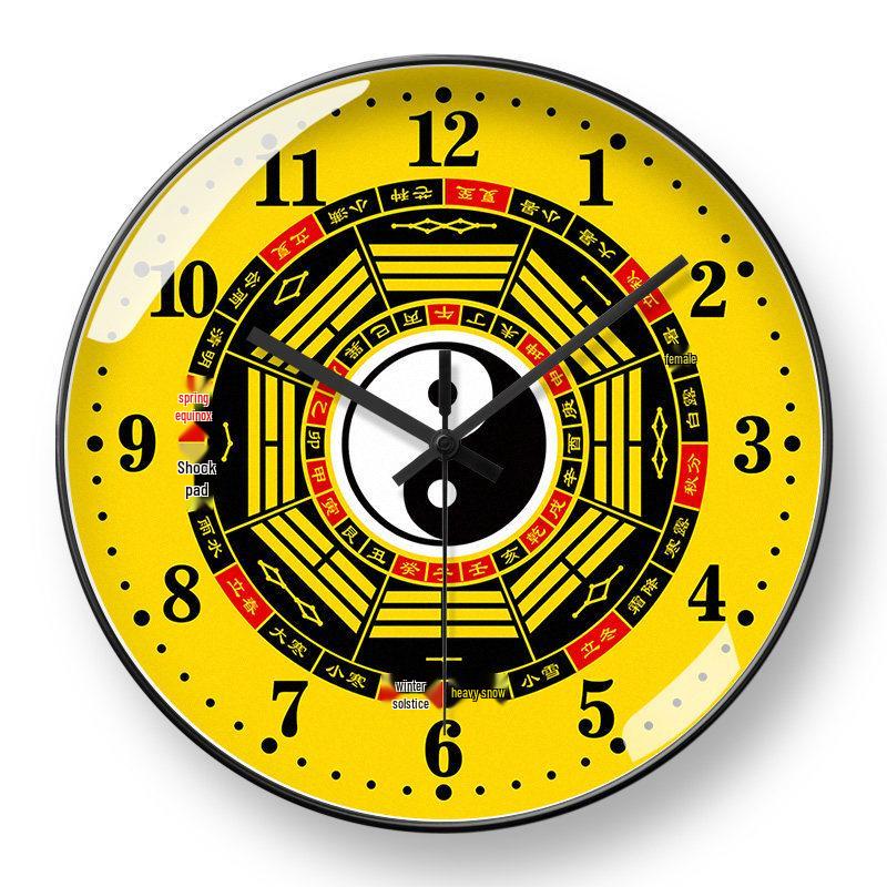 Бесшумные настенные часы-компас Багуа Тайцзи - Радиоуправляемые, с автоматической установкой времени, Украшение для гостиной 8 Inches