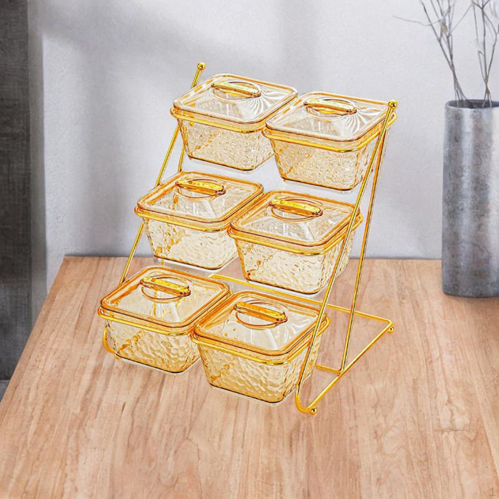 

Набор тарелок с 6 отделениями и крышкой для закусок и праздничных закусок янтарь