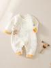 Pure Cotton Class A Quilted Jumpsuit for Newborn Boys and Girls - Warm for Spring, Autumn, and Winter