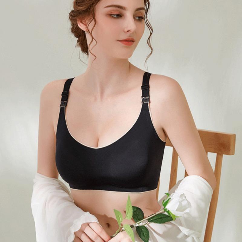 Pregnant Women Seamless Ice Silk Large Size Nursing Bra Breastfeeding Adjustment Push-up No-wire Underwear