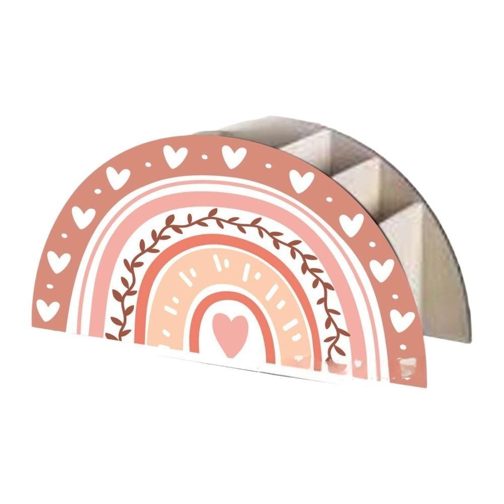 Wooden Rainbow Pencil Holder 5 Slots Decorative Pen Holder  Graduation Season
